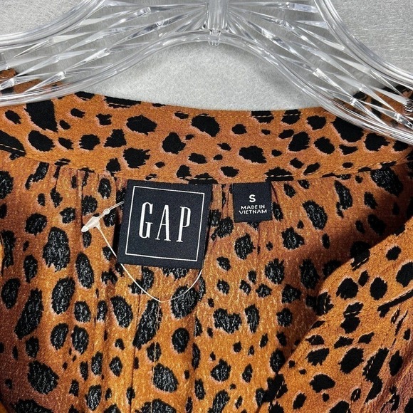 NWOT Gap Top Blouse Small Brown Leopard Print Popover Shirt Pullover - Picture 7 of 10